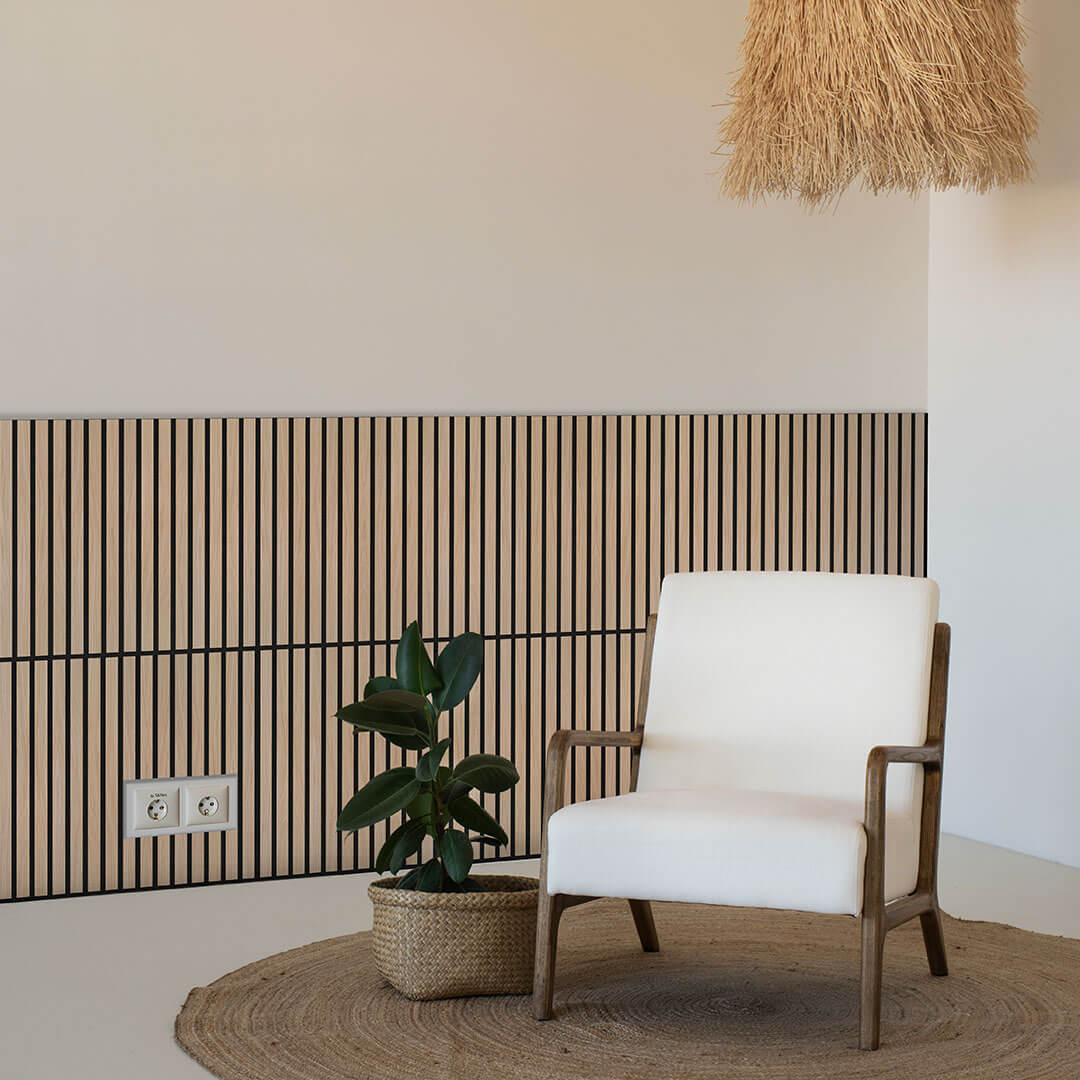 Panneau acoustique Walleu 60 x 60 cm | Chêne Naturel - Noyau Noir - Feutre Noir