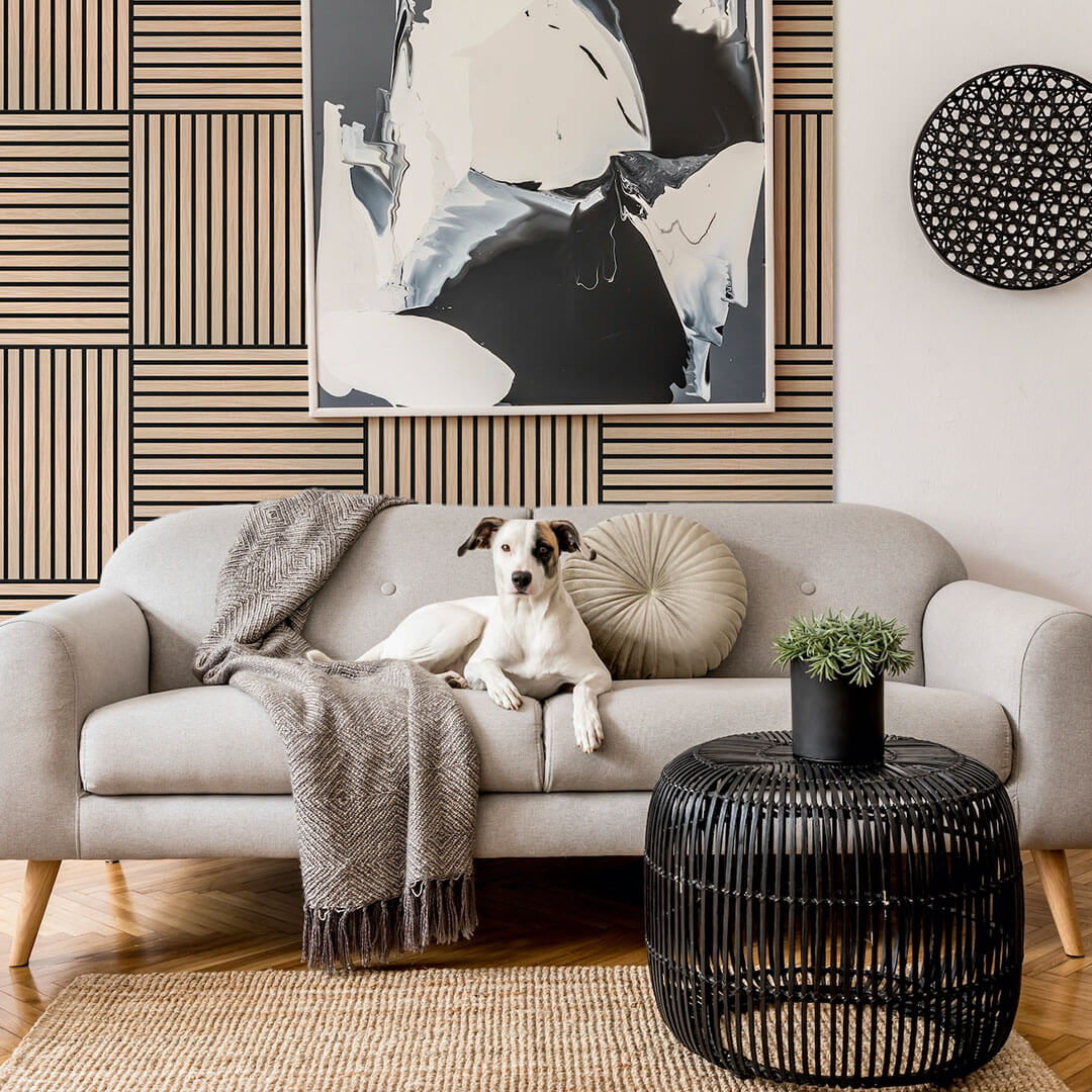 Panneau acoustique Walleu 60 x 60 cm | Chêne Naturel - Noyau Noir - Feutre Noir