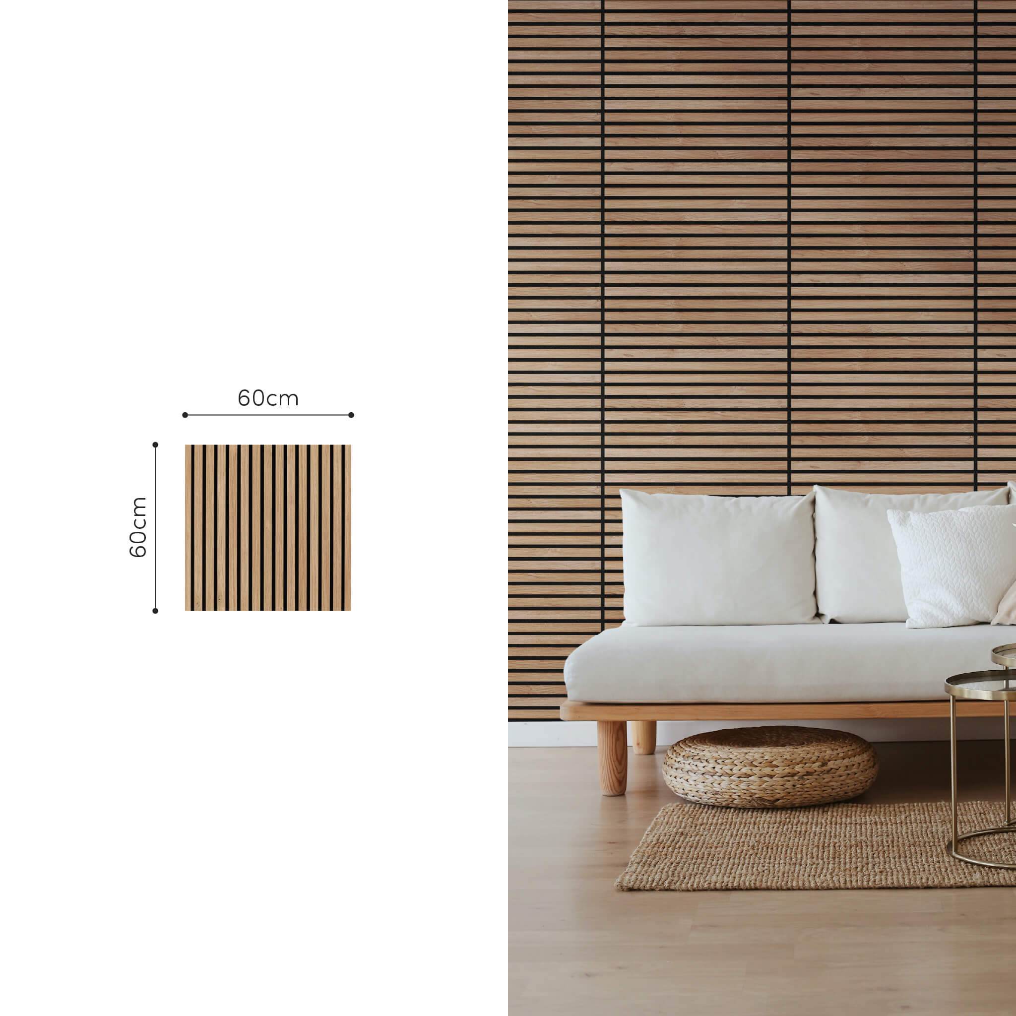 Panneau acoustique Walleu 60 x 60 cm | Chêne Rustique