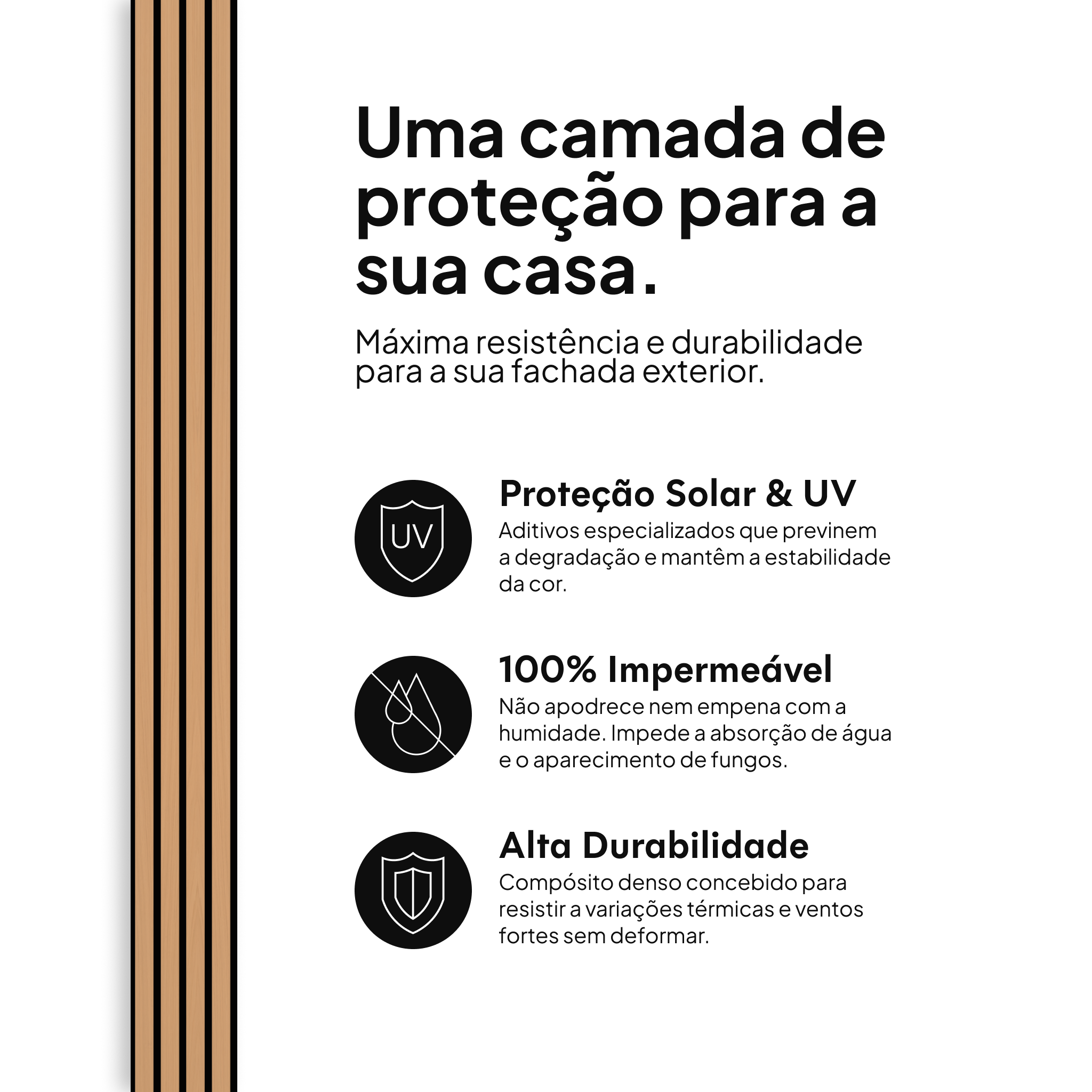 Proteção solar & UV, 100% impermeável e alta durabilidade #lang:pt