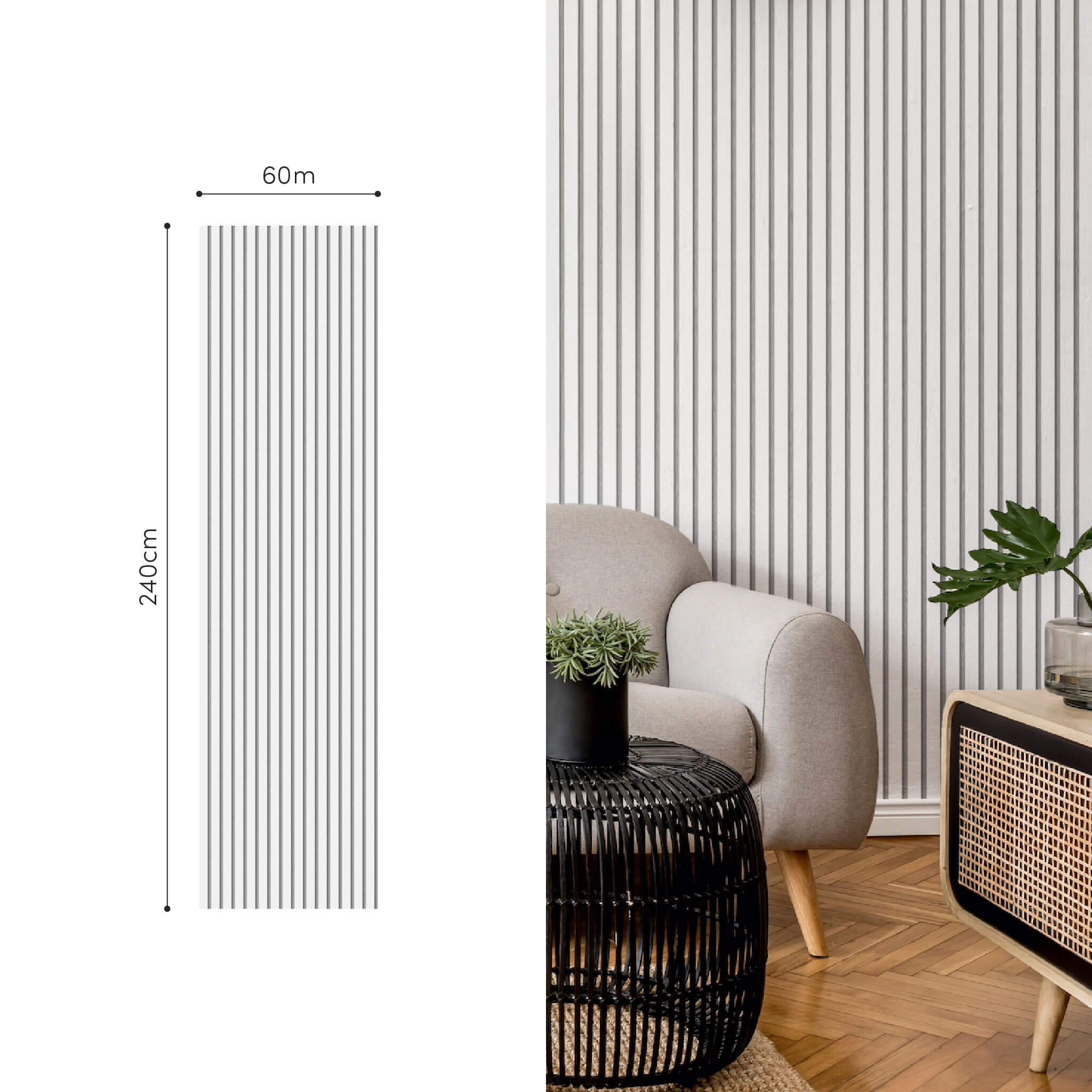 Panneau acoustique Walleu 240 x 60 cm | Blanc