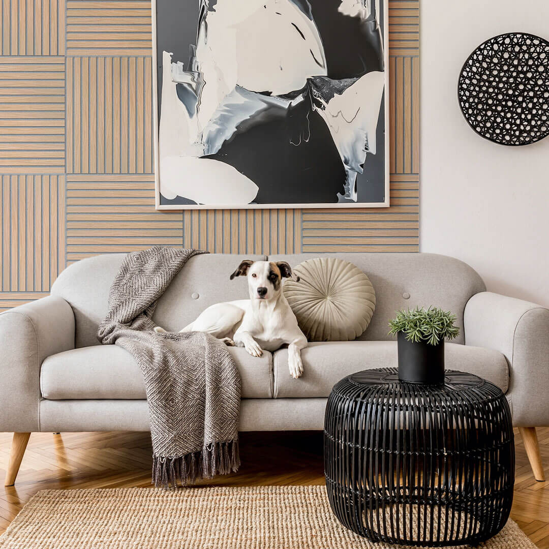 Panneau acoustique Walleu 60 x 60 cm | Feutre Gris Chêne Naturel