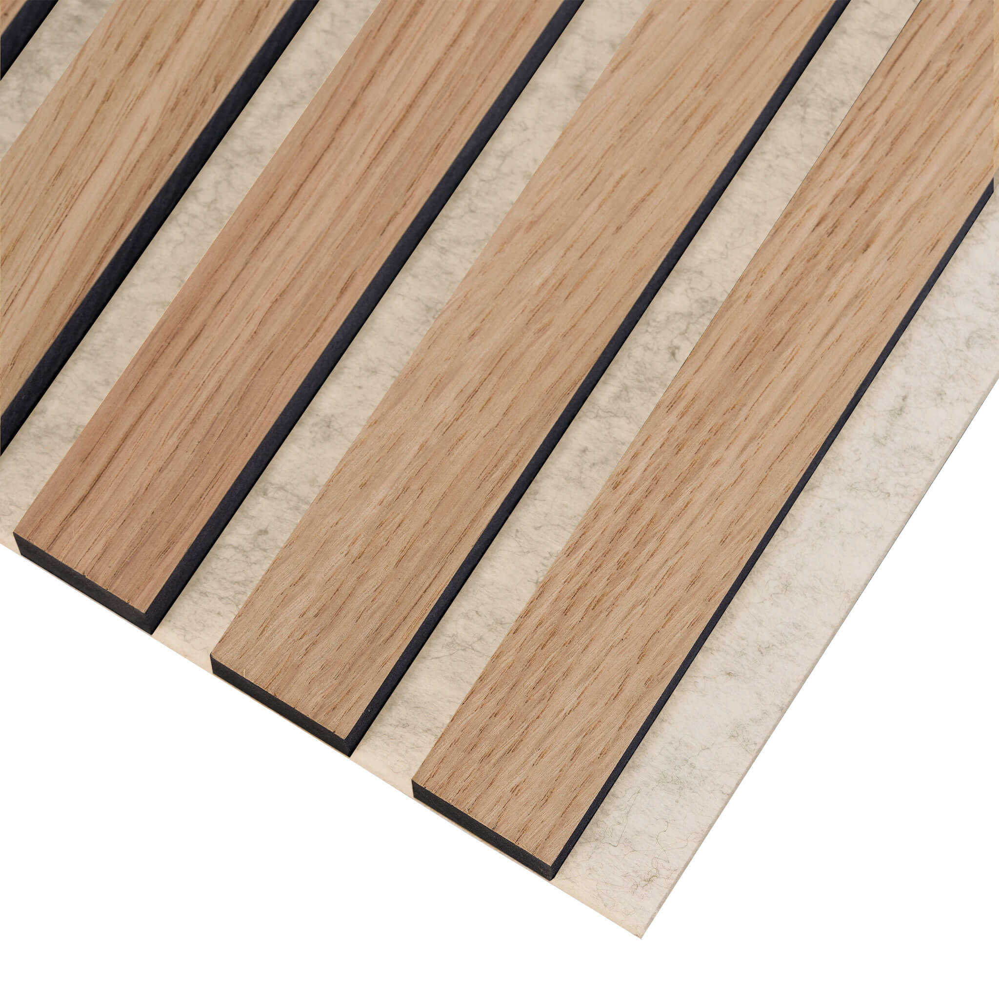 Panneau acoustique Walleu 240 x 60 cm | Chêne Naturel - Noyau Noir - Feutre Beige 