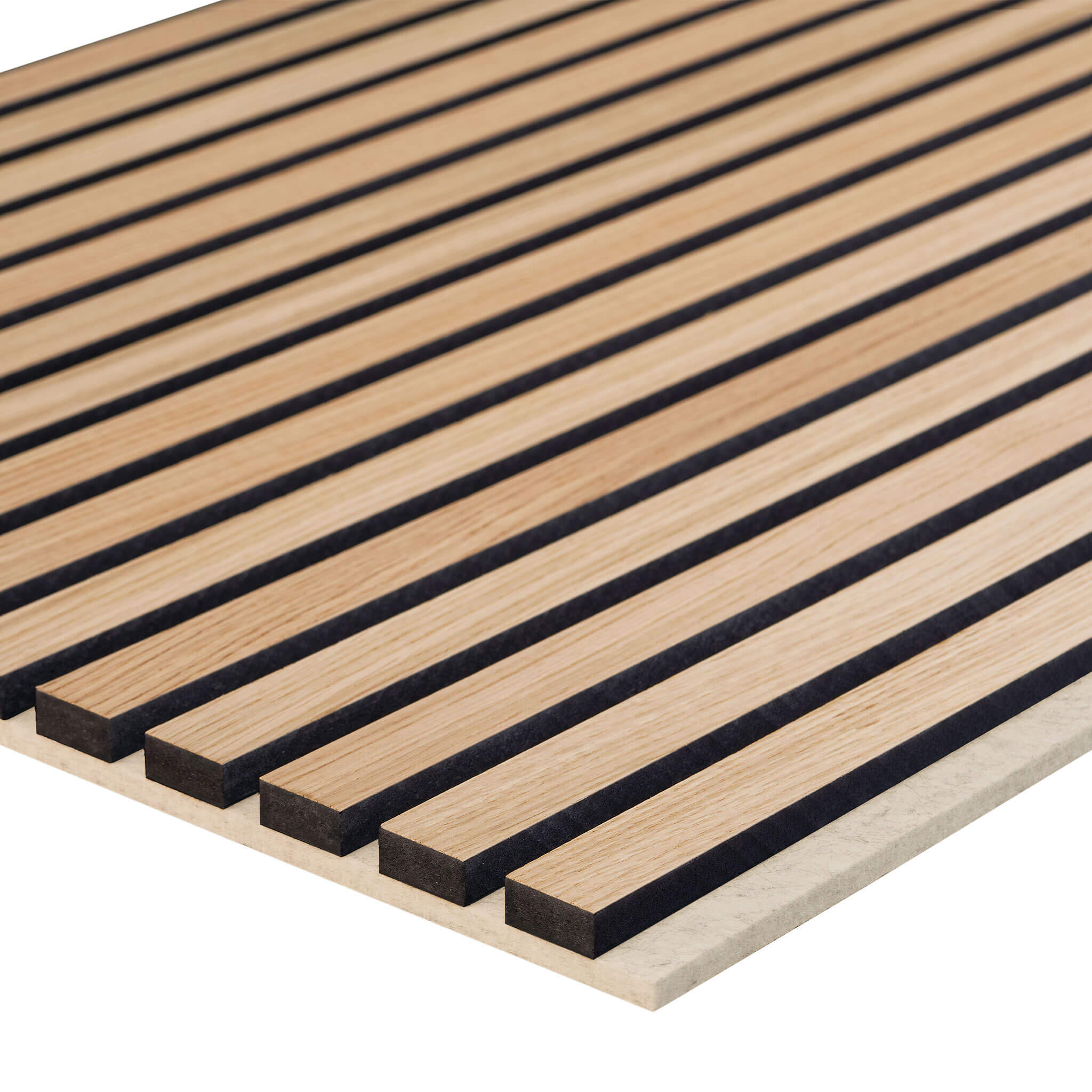 Panneau acoustique Walleu 240 x 60 cm | Chêne Naturel - Noyau Noir - Feutre Beige 
