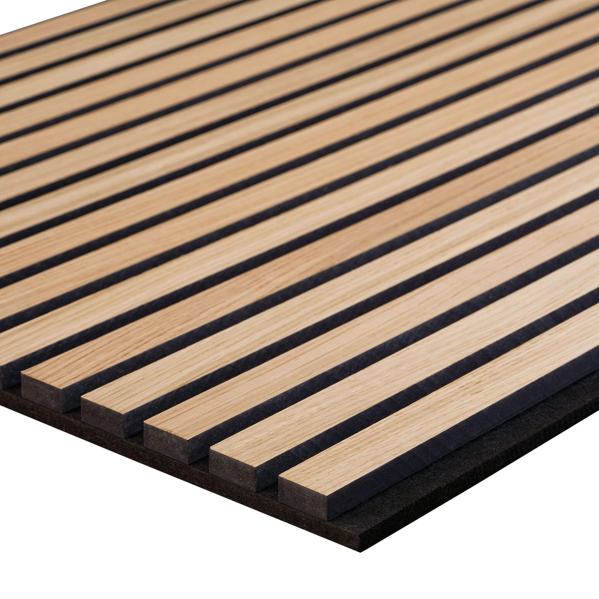 Panneau acoustique Walleu 240 x 60 cm | Chêne Naturel - Noyau Noir - Feutre Noir