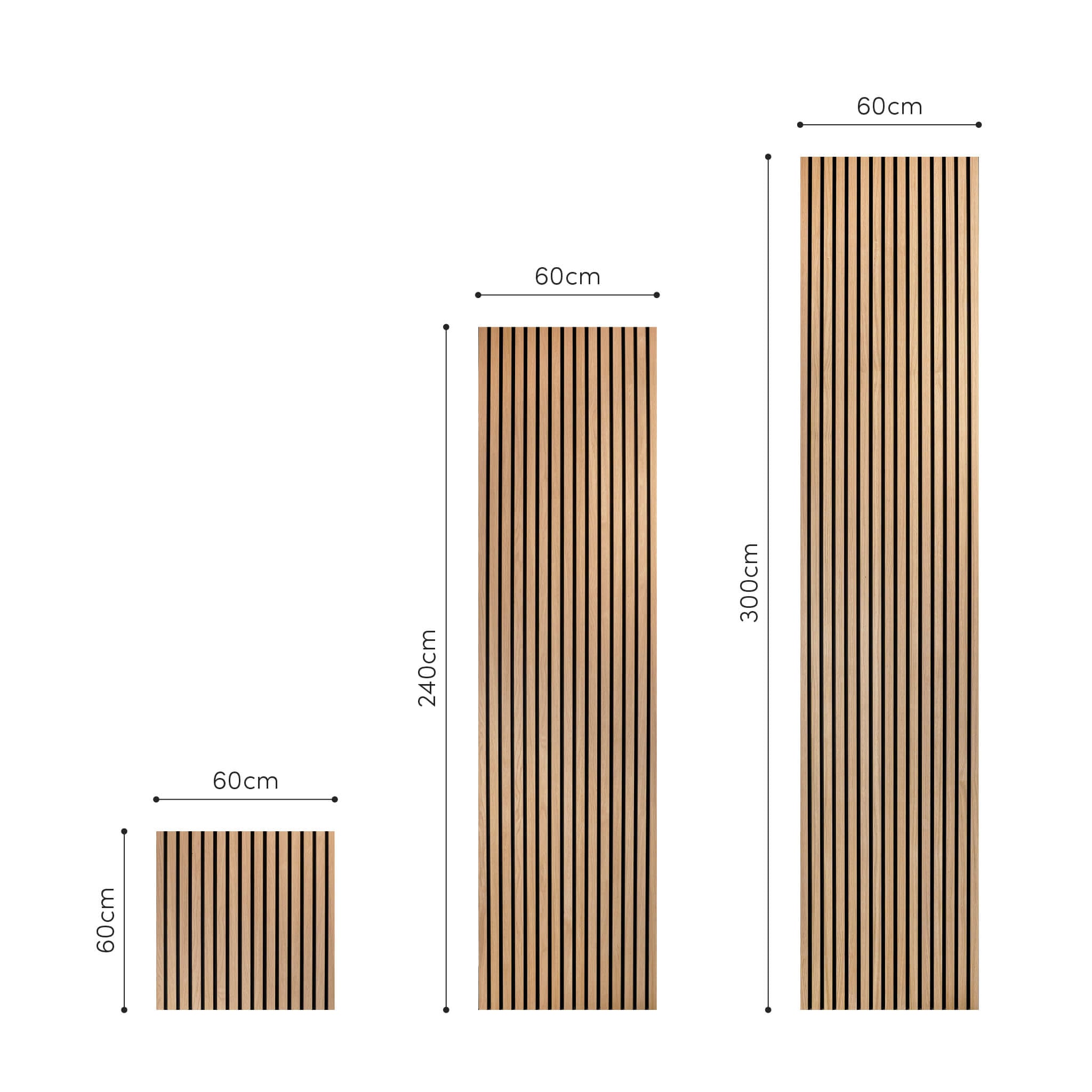 Panneau acoustique Walleu 240 x 60 cm | Chêne Naturel - Noyau Noir - Feutre Noir