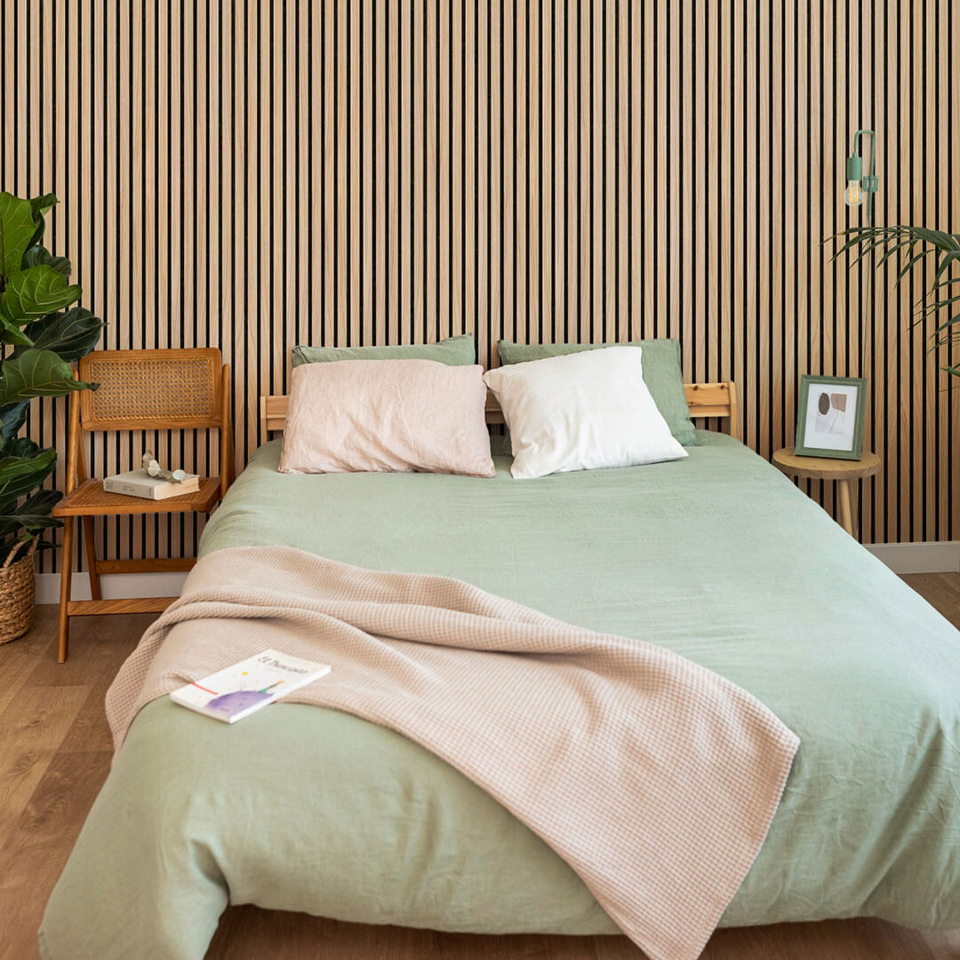 Panneau acoustique Walleu 240 x 60 cm | Chêne Naturel - Noyau Noir - Feutre Noir