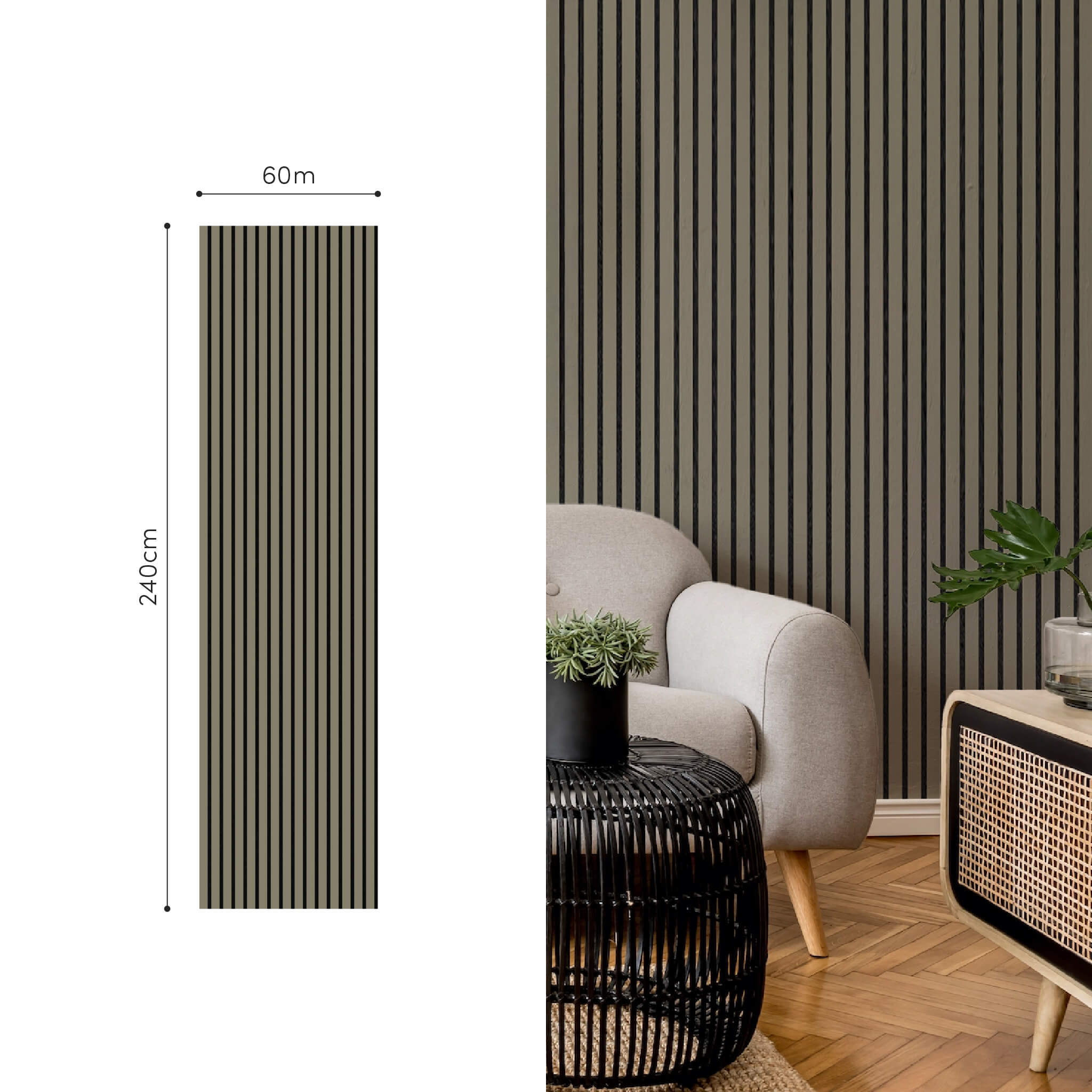 Panneau acoustique Walleu 240 x 60 cm | Olive